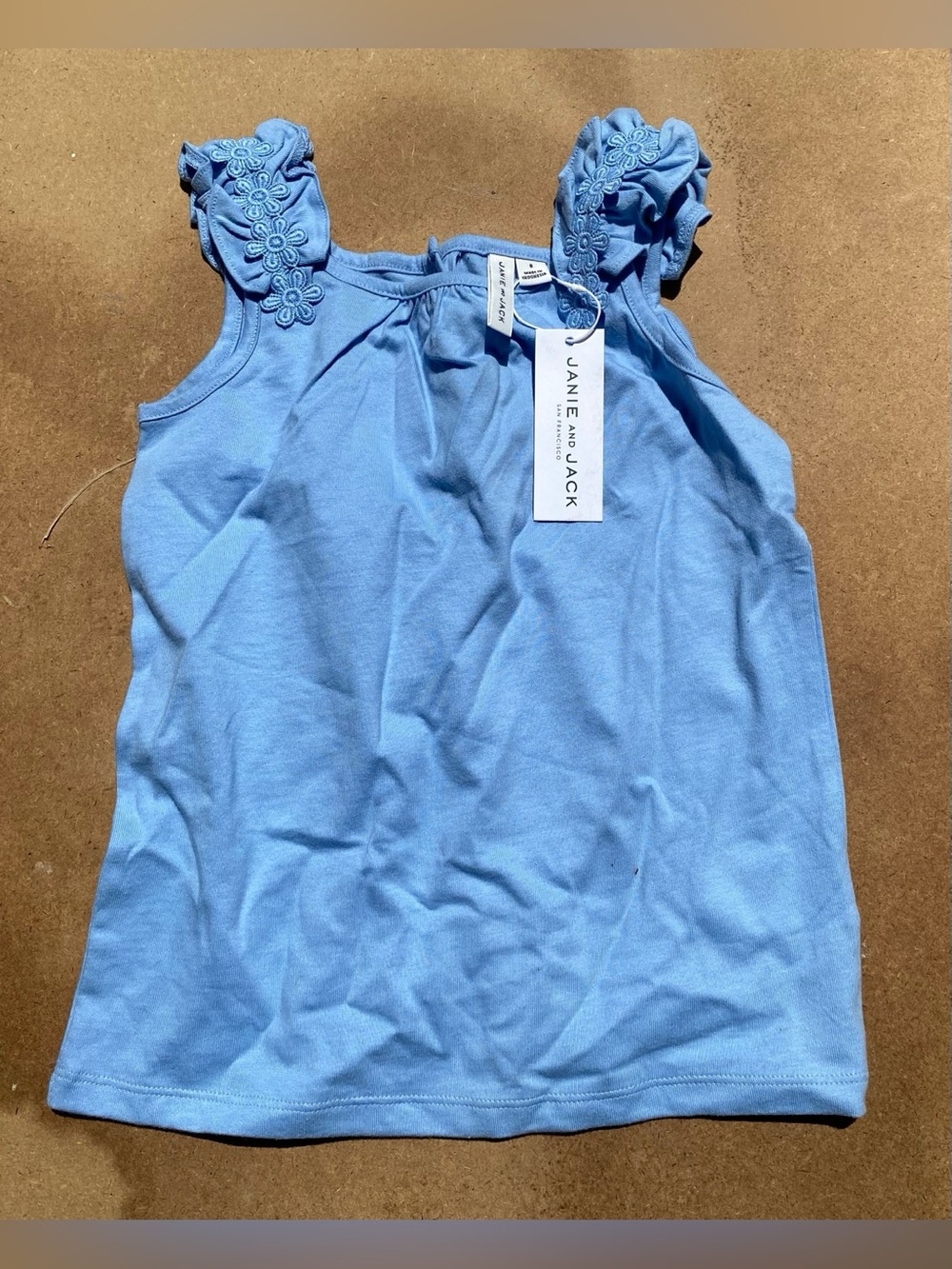 Janie and Jack Light Blue Ruffle Strap Girls Tank Top